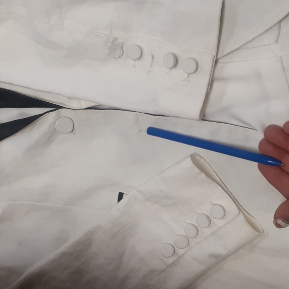 Joe's white Black Leather Collar Trim Tuxedo M blazer Suit Jacket - Picture 12 of 12